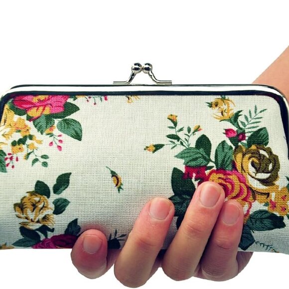 2 Packs Large Coin Purse Floral Cell Phone Pouch Clasp Wallet Handbags Change Po - Picture 4 of 10